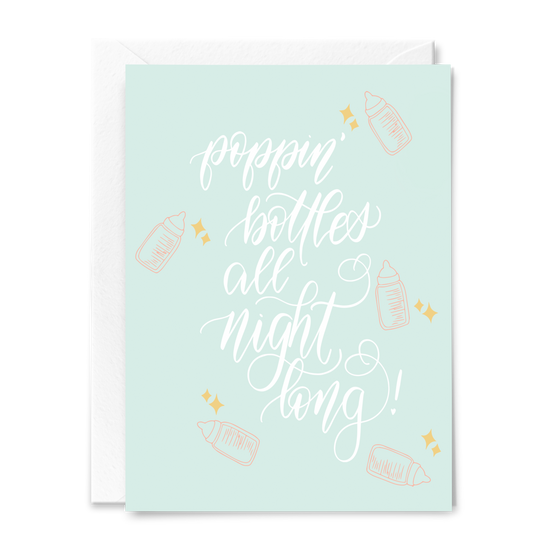 "Poppin' Bottles" Baby Shower Card