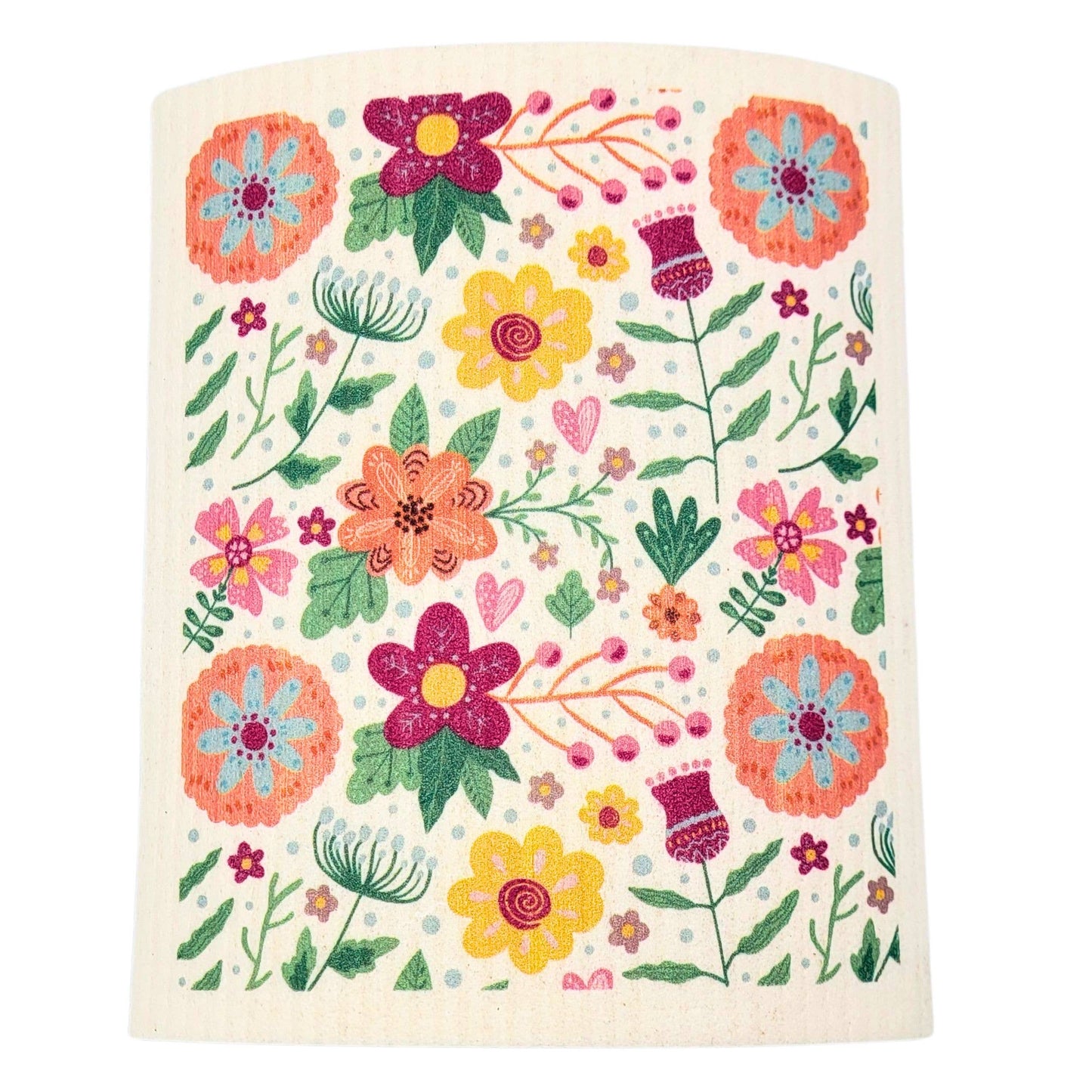 Flowers Coral Swedish Dishcloth