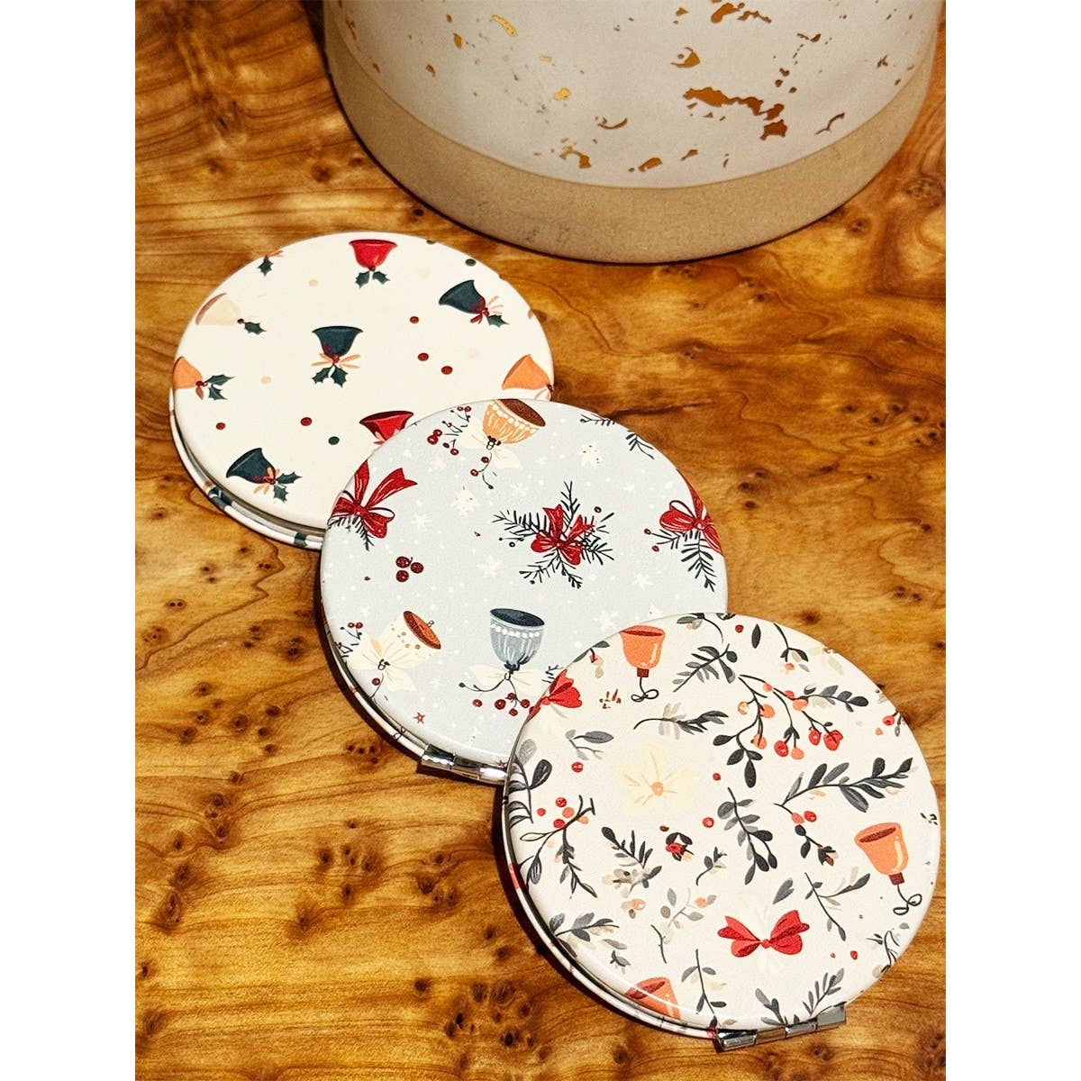 Vintage Christmas Double Sided Cosmetic Mirror
