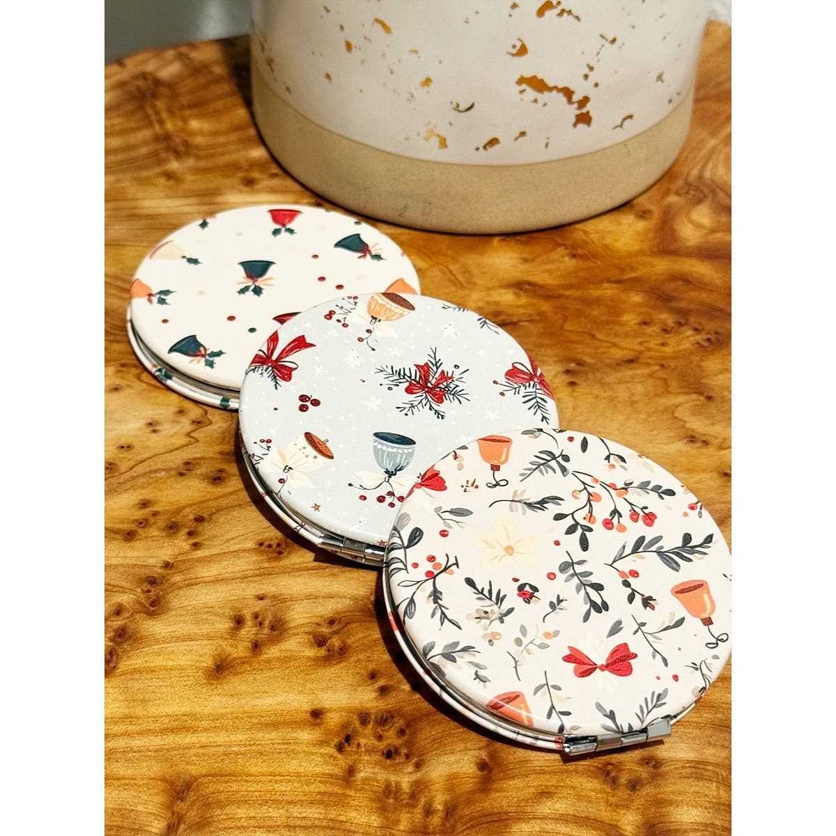 Vintage Christmas Double Sided Cosmetic Mirror