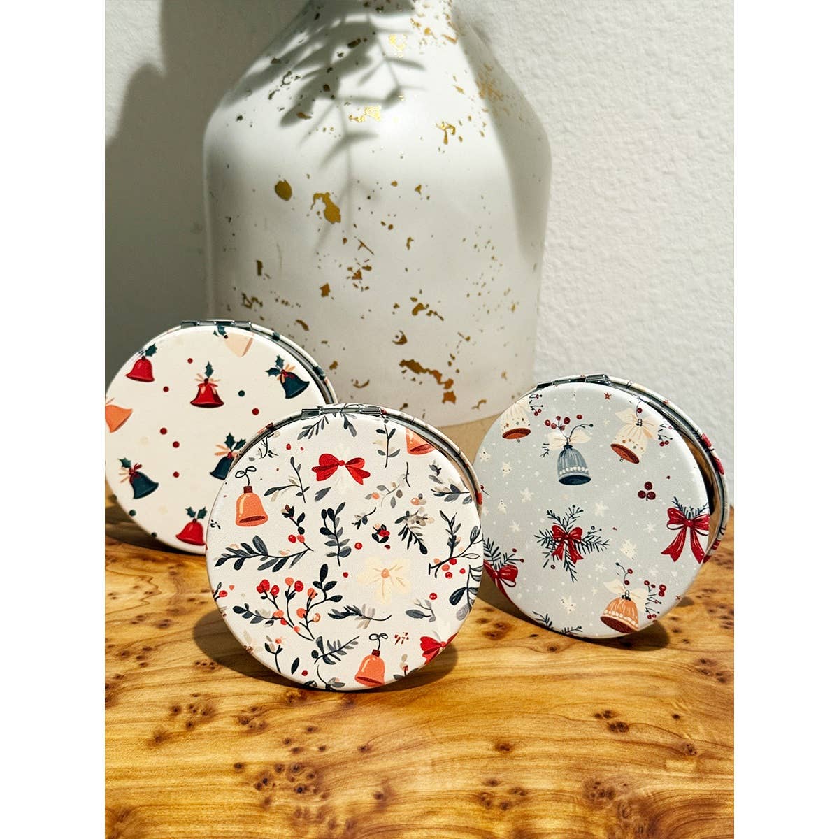 Vintage Christmas Double Sided Cosmetic Mirror
