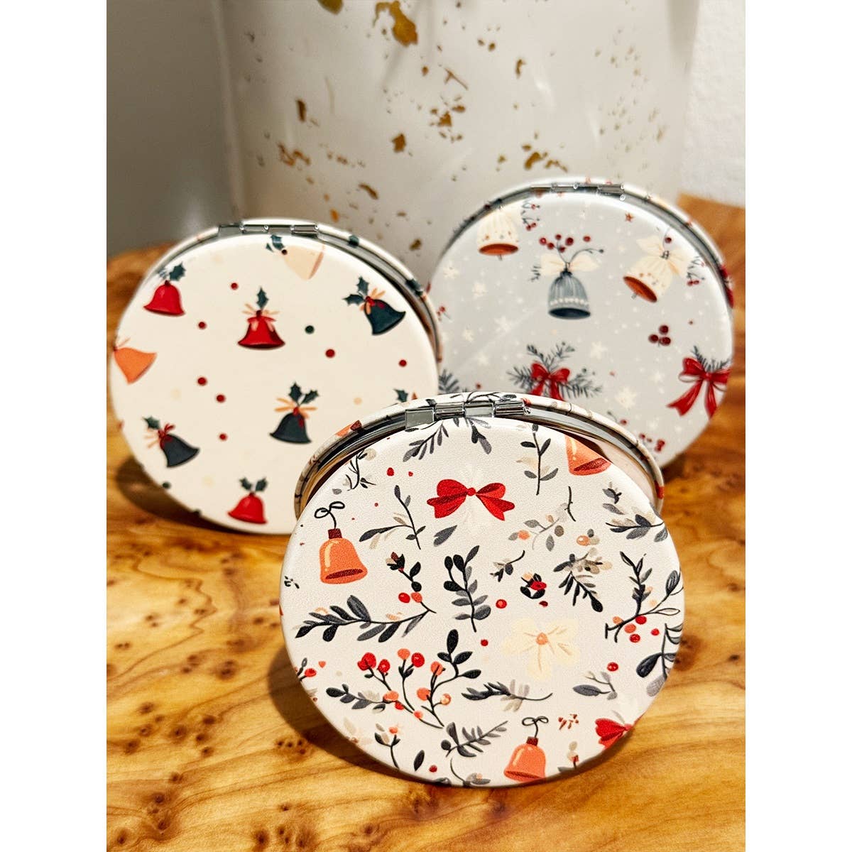 Vintage Christmas Double Sided Cosmetic Mirror
