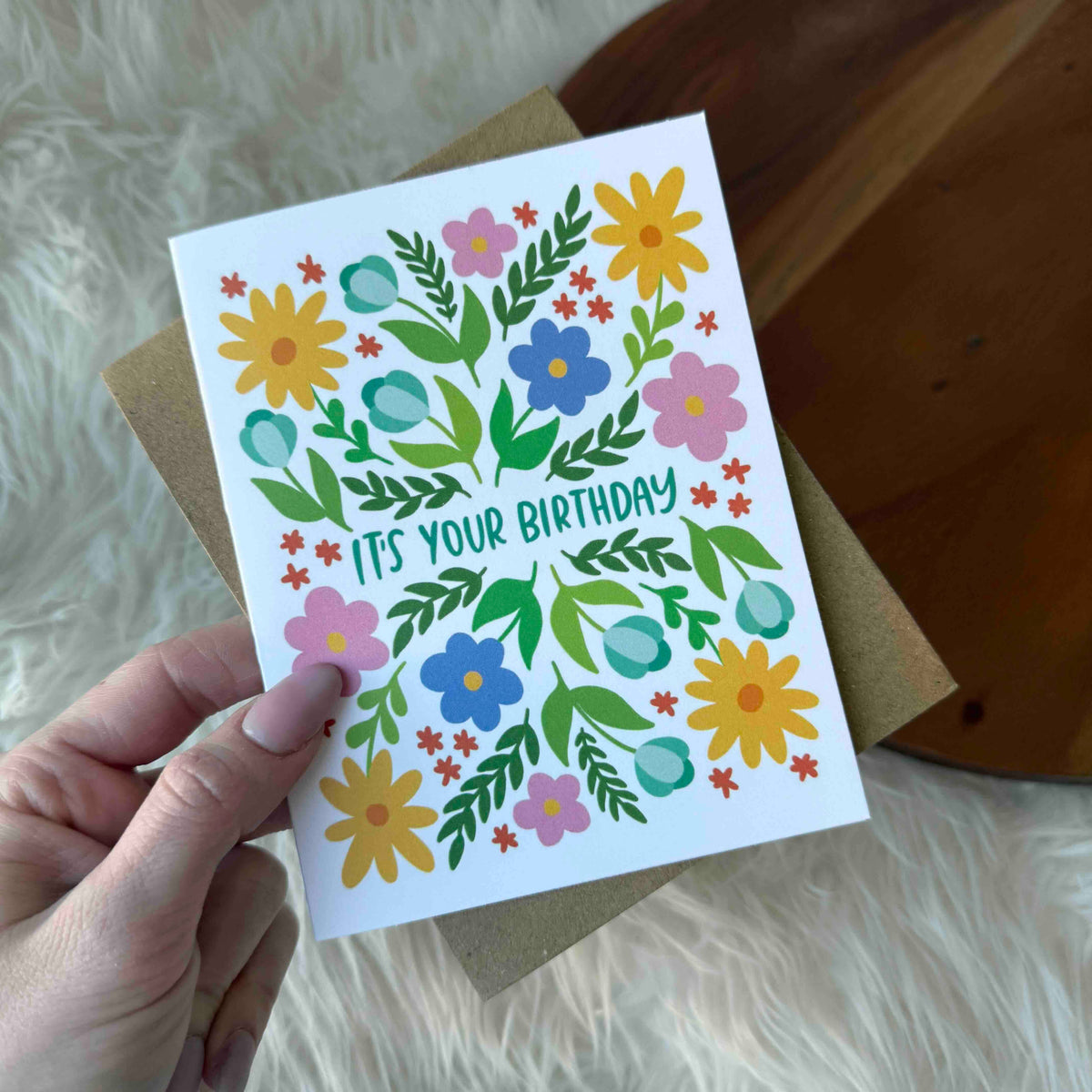 "It's your birthday" Bold Spring Floral Pattern Card