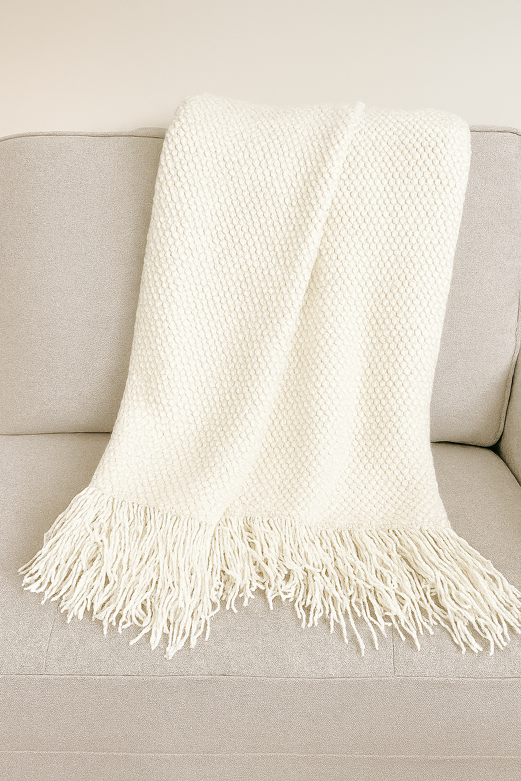 Knit Textured 50"x60" Throw Blanket with Fringe: Dusty Pink