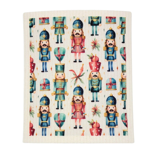 Christmas Nutcrackers Swedish Dishcloth