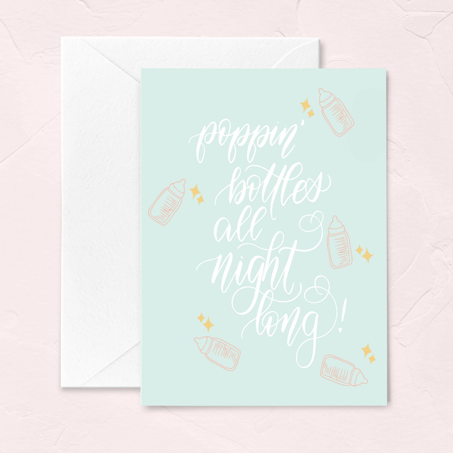 "Poppin' Bottles" Baby Shower Card