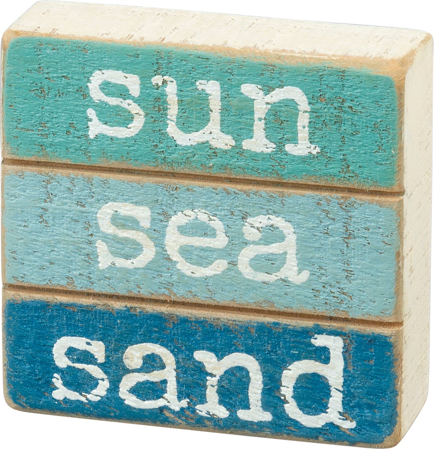 Sun Sea Sand Slat Block Sign