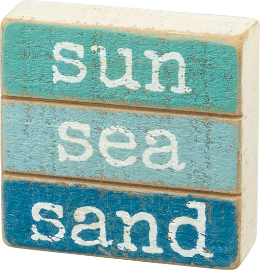 Sun Sea Sand Slat Block Sign