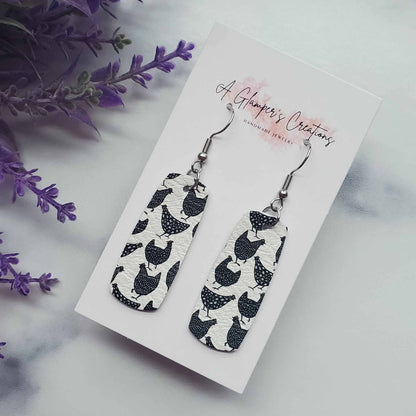 Chickens Mini Bar Leather Earrings