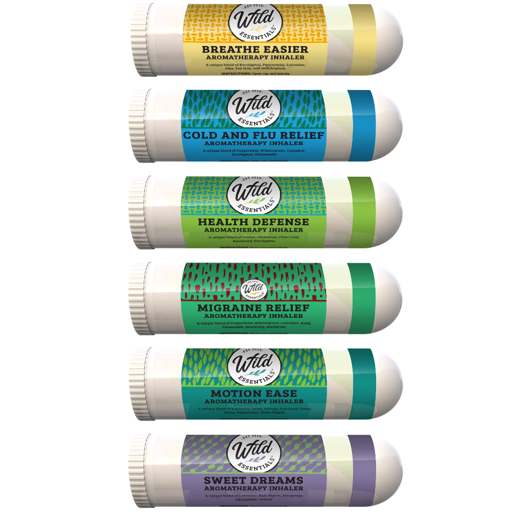 Wild Essentials - Heathly 6 Assorted Aromatherapy Inhalers w/ Essential Oils