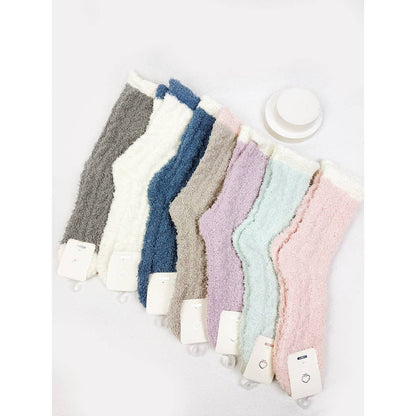 Assorted Cable Knit Pattern Two Tone Cozy Socks