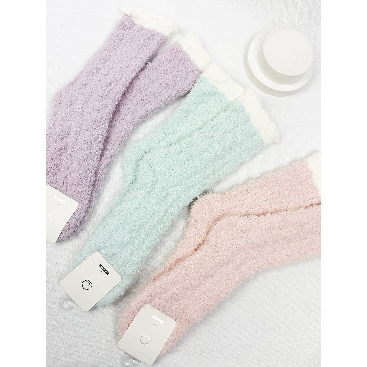 Assorted Cable Knit Pattern Two Tone Cozy Socks