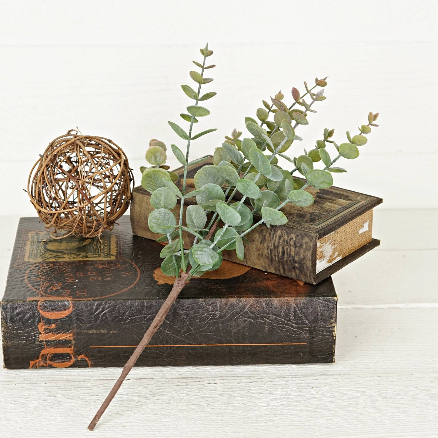 Flocked Green Eucalyptus Leaves