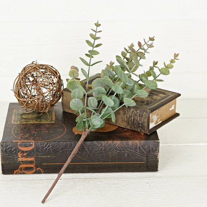 Flocked Green Eucalyptus Leaves