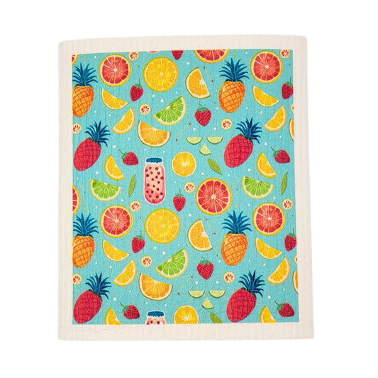 Summer Fruit Collage Swedish Dishcloth