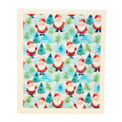 Santa's Christmas Trees Swedish Dishcloth