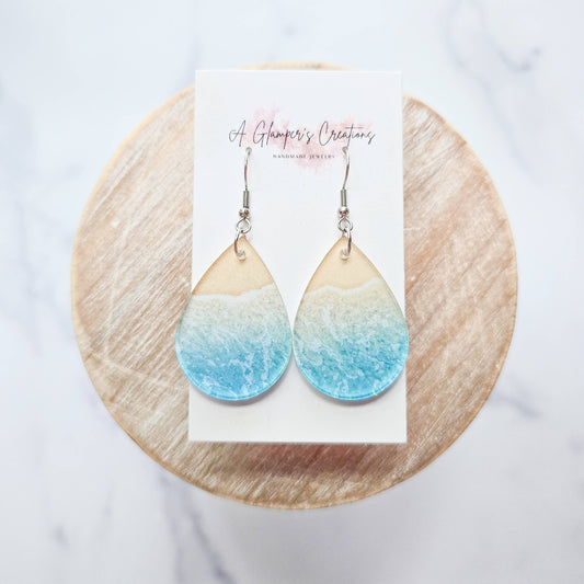 Beach Themed Acrylic Teardrop Earrings