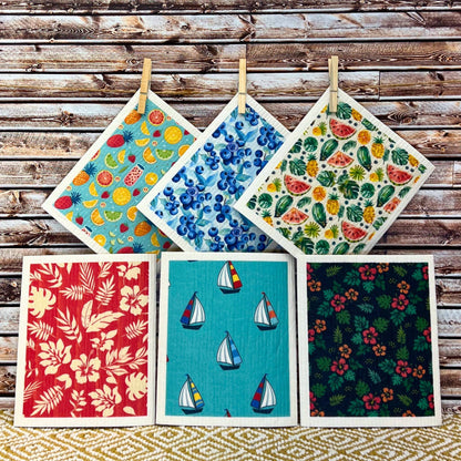 Summer Fruit Collage Swedish Dishcloth