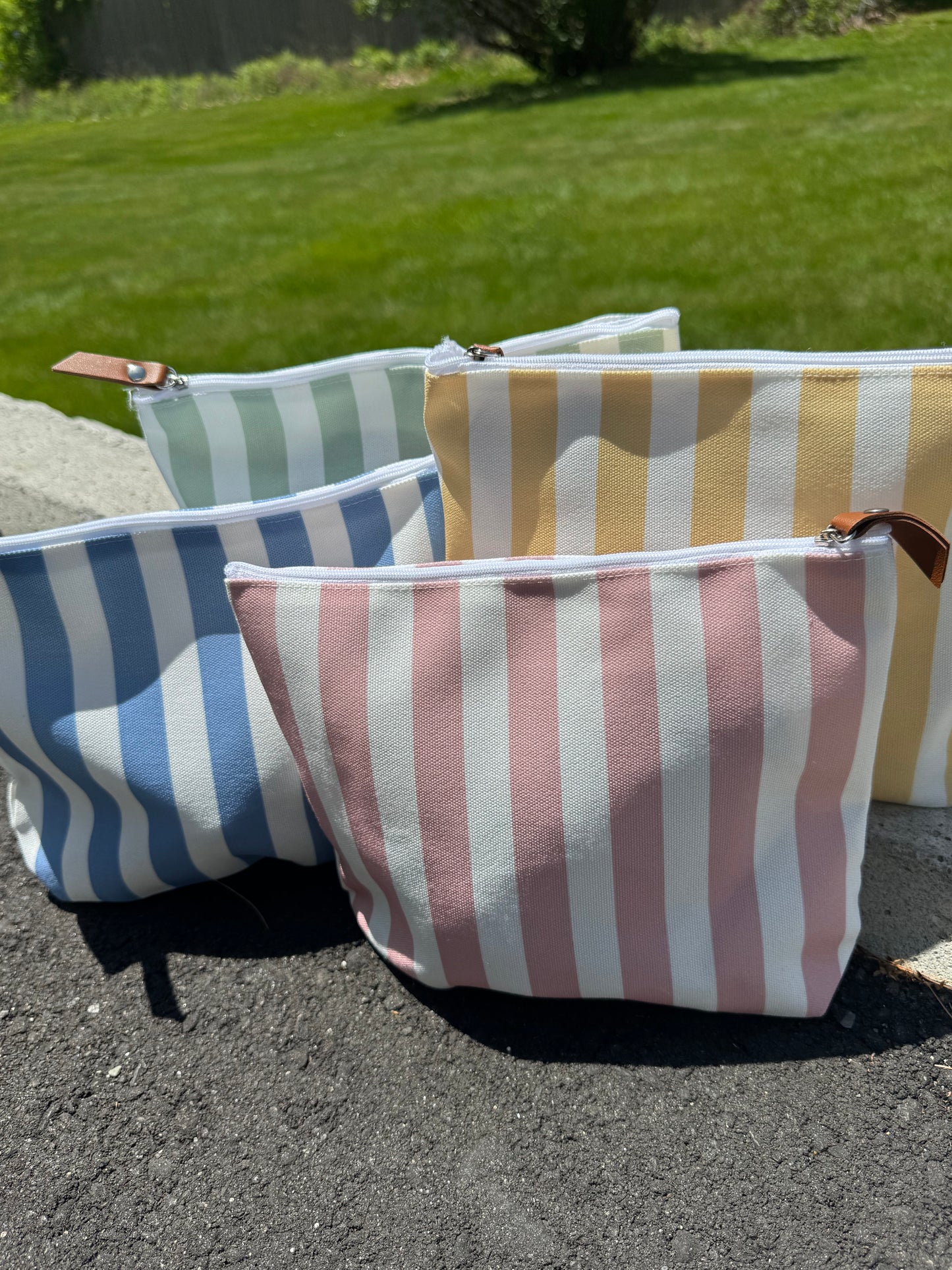 Striped Canvas Accessory Bag