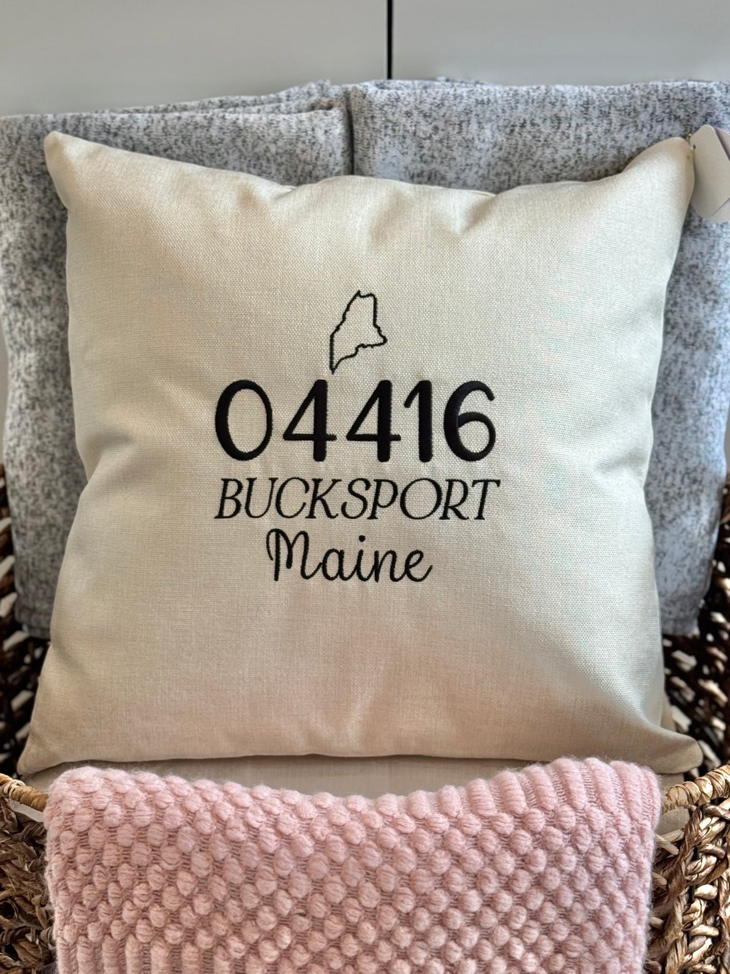 Embroidered Zip Code Pillow