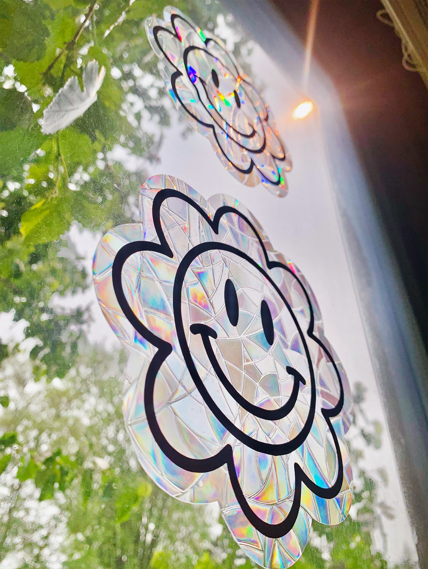Flower Smiley Face Suncatcher Window Cling