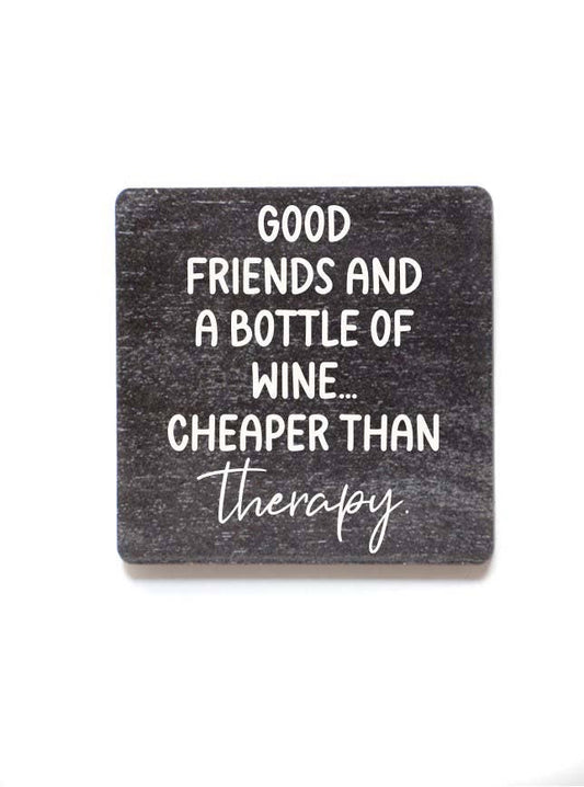 Good Friends And Wine Funny Wood Kitchen Magnets