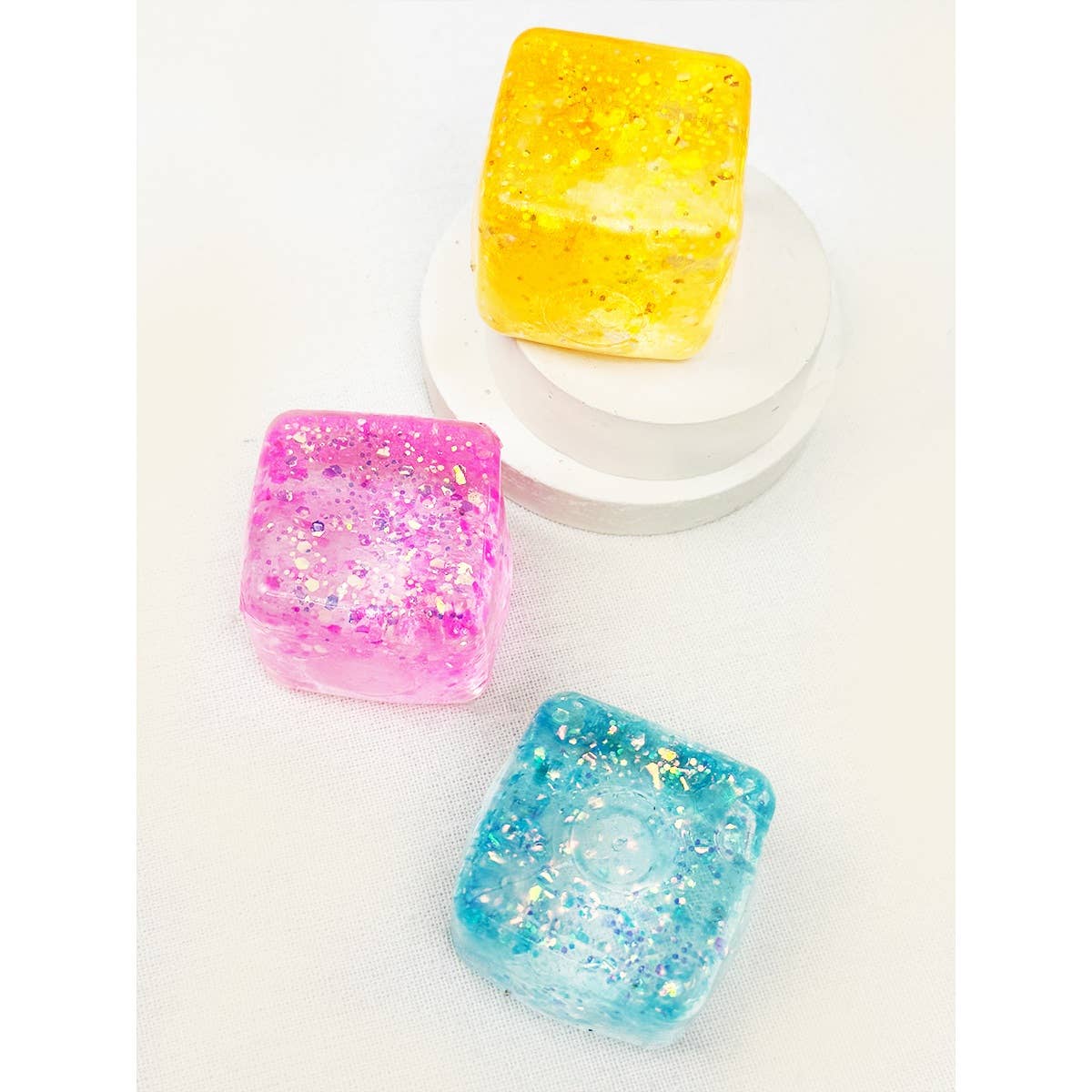 Viral Glitter Ice Cube Squishy Toy