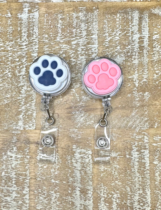 Paw Print Retractable Badge Holder