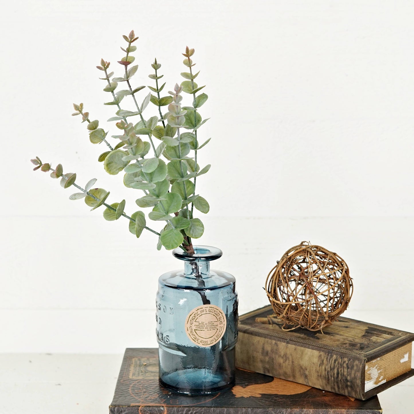 Flocked Green Eucalyptus Leaves