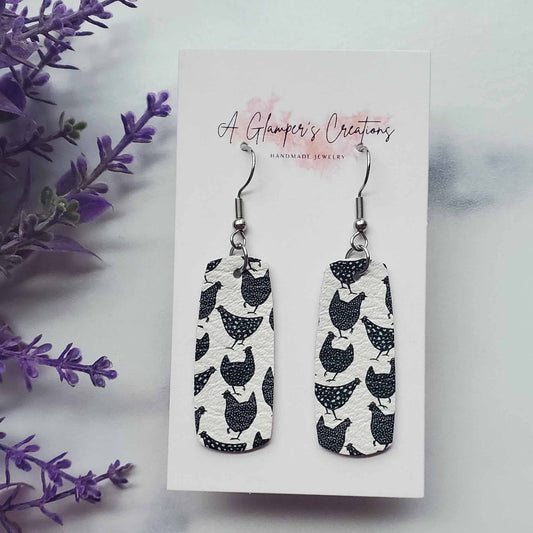 Chickens Mini Bar Leather Earrings