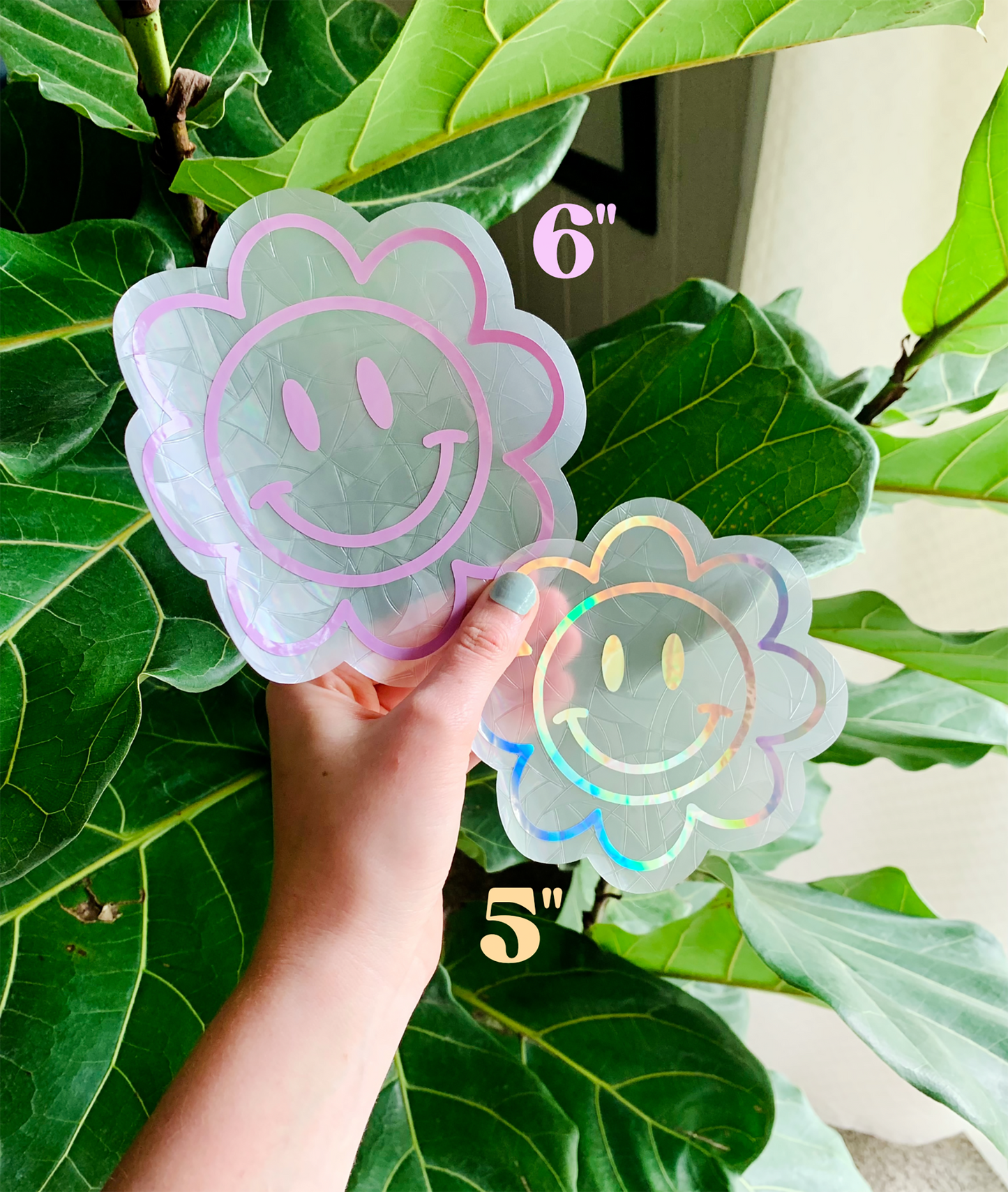 Flower Smiley Face Suncatcher Window Cling