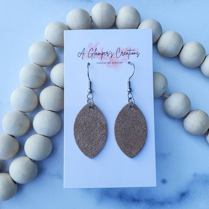 Light Tan Suede Mini Petal Leather Earrings
