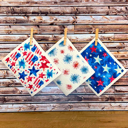 Stars & Stripes 4th of July Swedish Dishcloth - Summer Decor