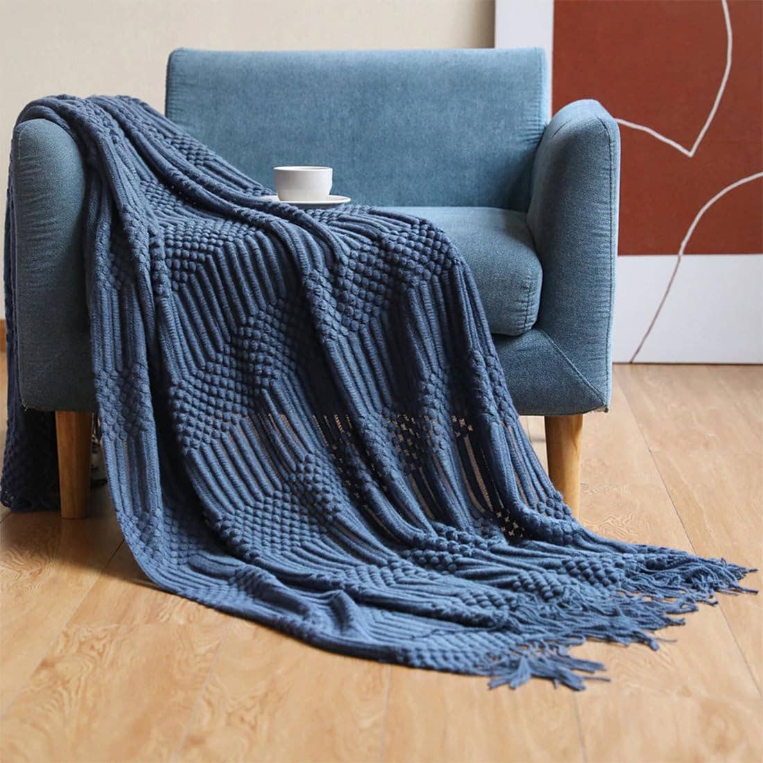 Light Gray Waffle Stripe 50x60 Inch Throw Blanket