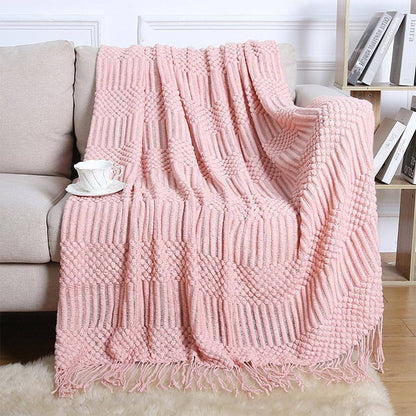 Light Gray Waffle Stripe 50x60 Inch Throw Blanket