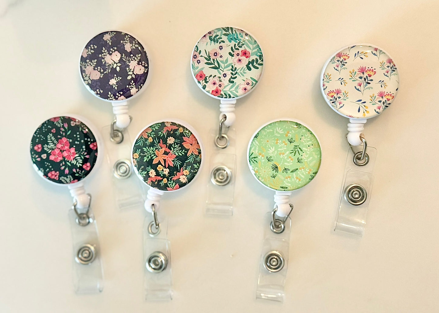 Floral Retractable Badge Holder