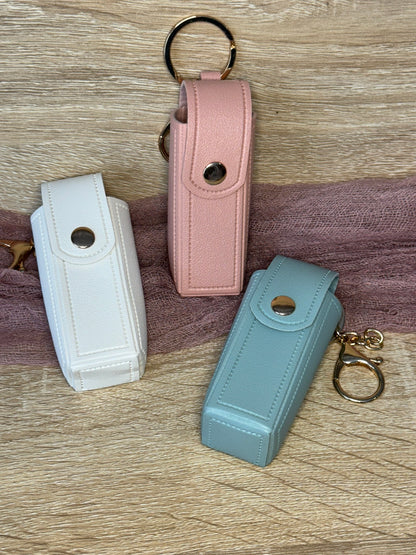 Faux Leather Chapstick Keychain