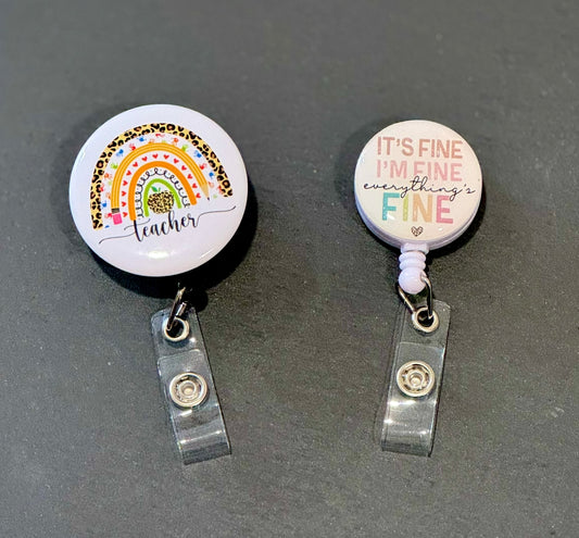 Rainbow Teacher Retractable Badge Holder