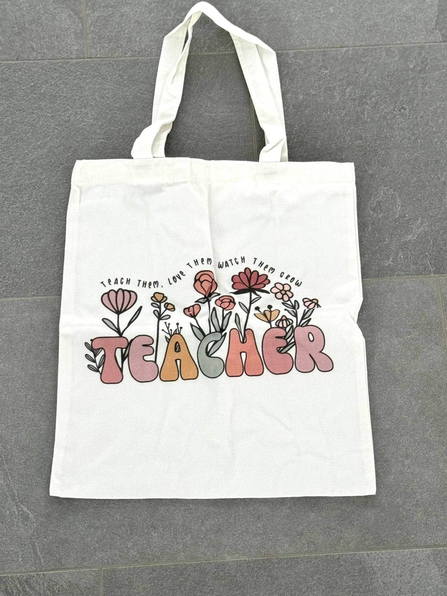 Floral Teacher Tote Bag