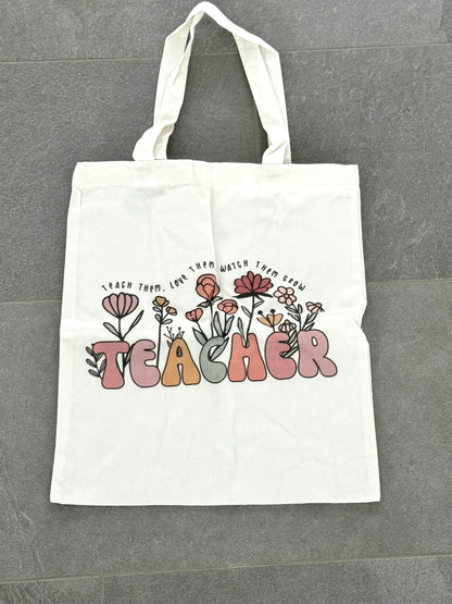 Floral Teacher Tote Bag