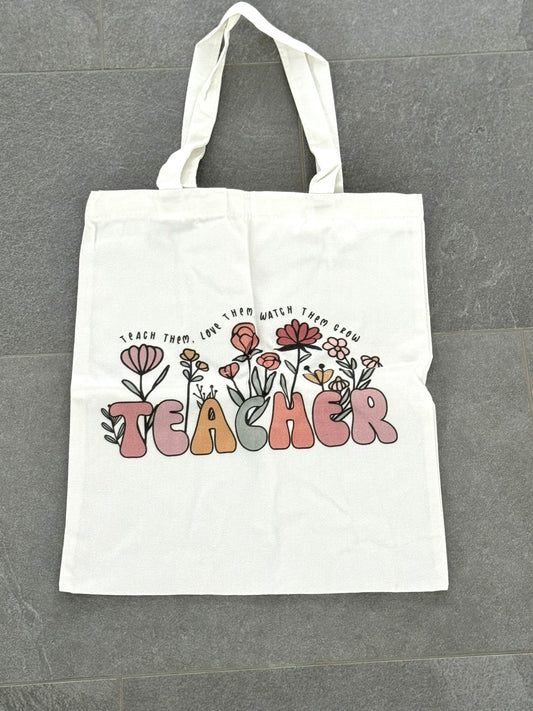 Floral Teacher Tote Bag