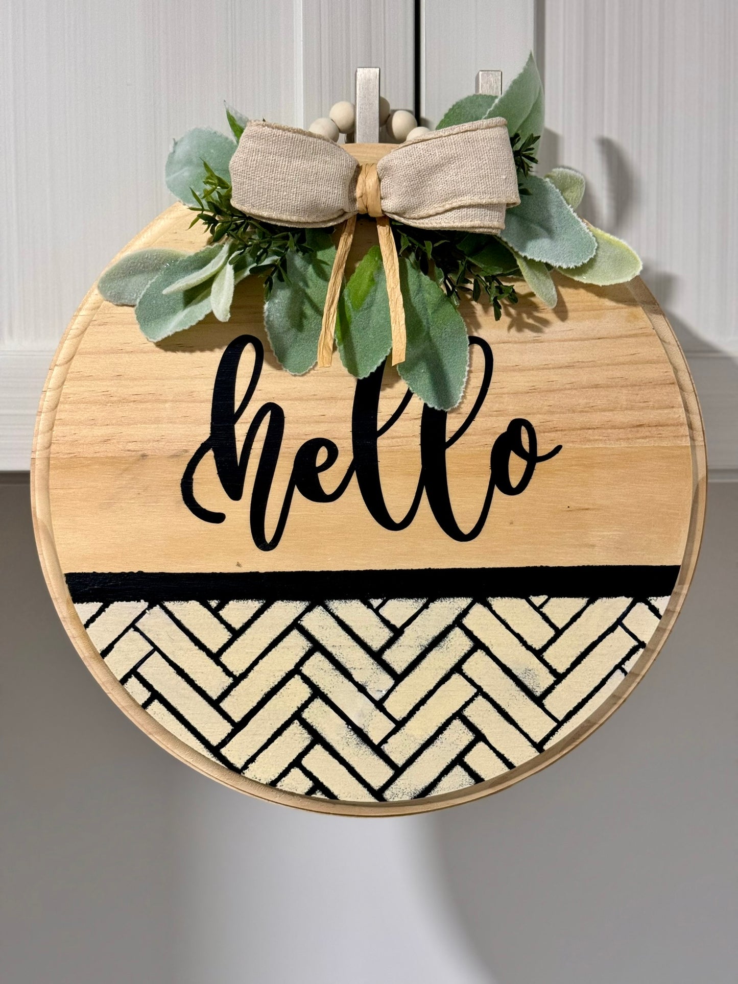 Hello Welcome Sign- Herringbone Design