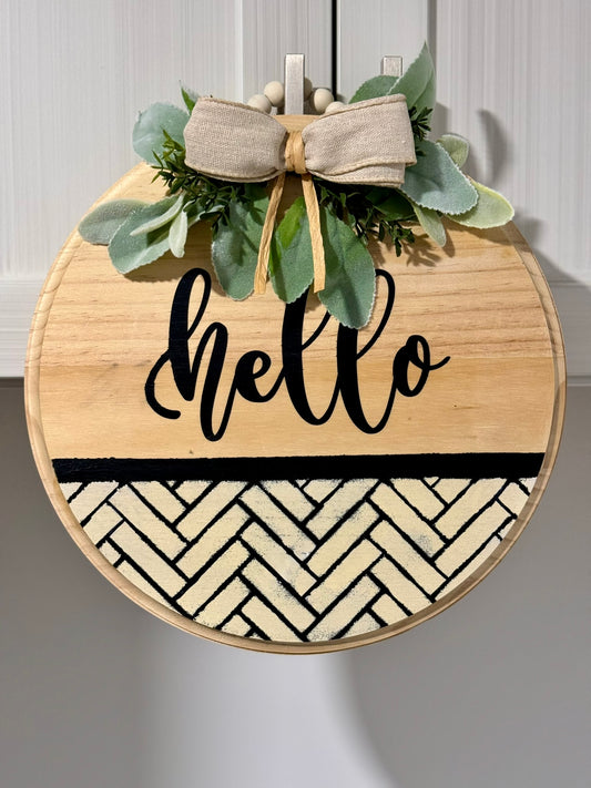 Hello Welcome Sign- Herringbone Design