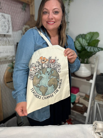 Teachers Change The World Canvas Bag