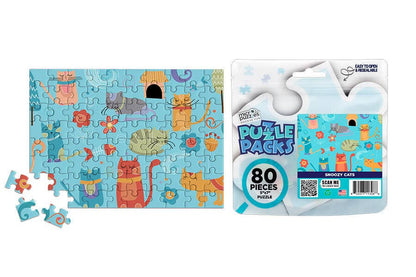 Children's puzzle with animal illustrations and packaging on a white background