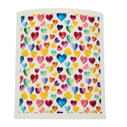 Watercolor Hearts Valentines Day Swedish Dishcloths