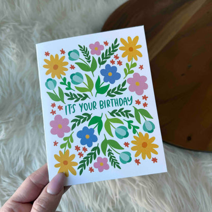 "It's your birthday" Bold Spring Floral Pattern Card