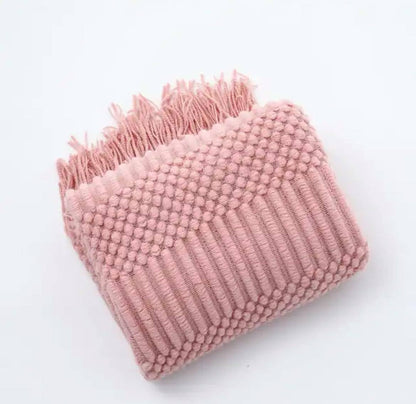 Light Gray Waffle Stripe 50x60 Inch Throw Blanket