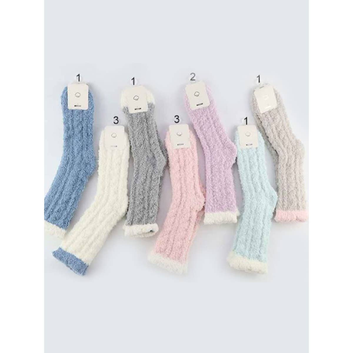 Assorted Cable Knit Pattern Two Tone Cozy Socks