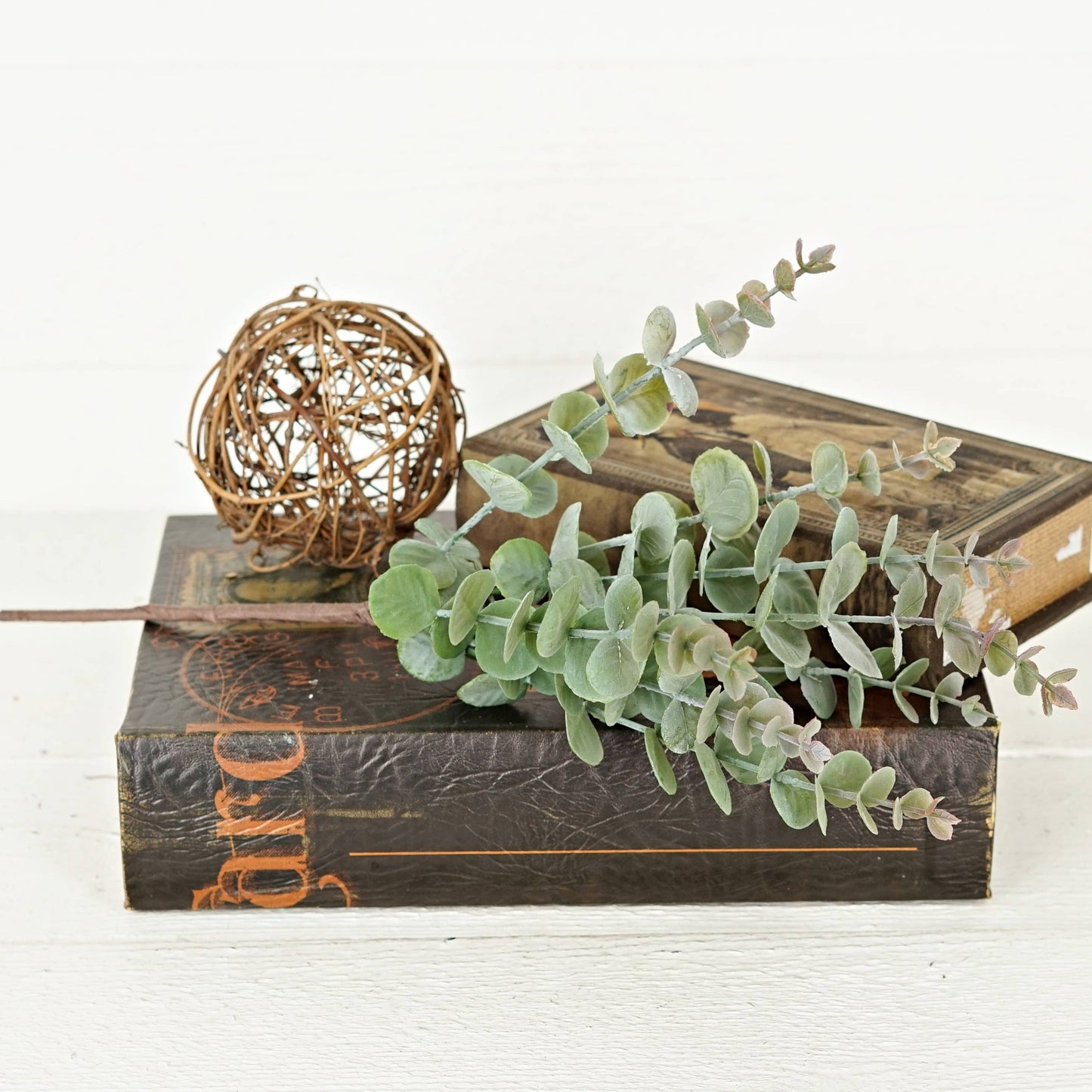 Flocked Green Eucalyptus Leaves